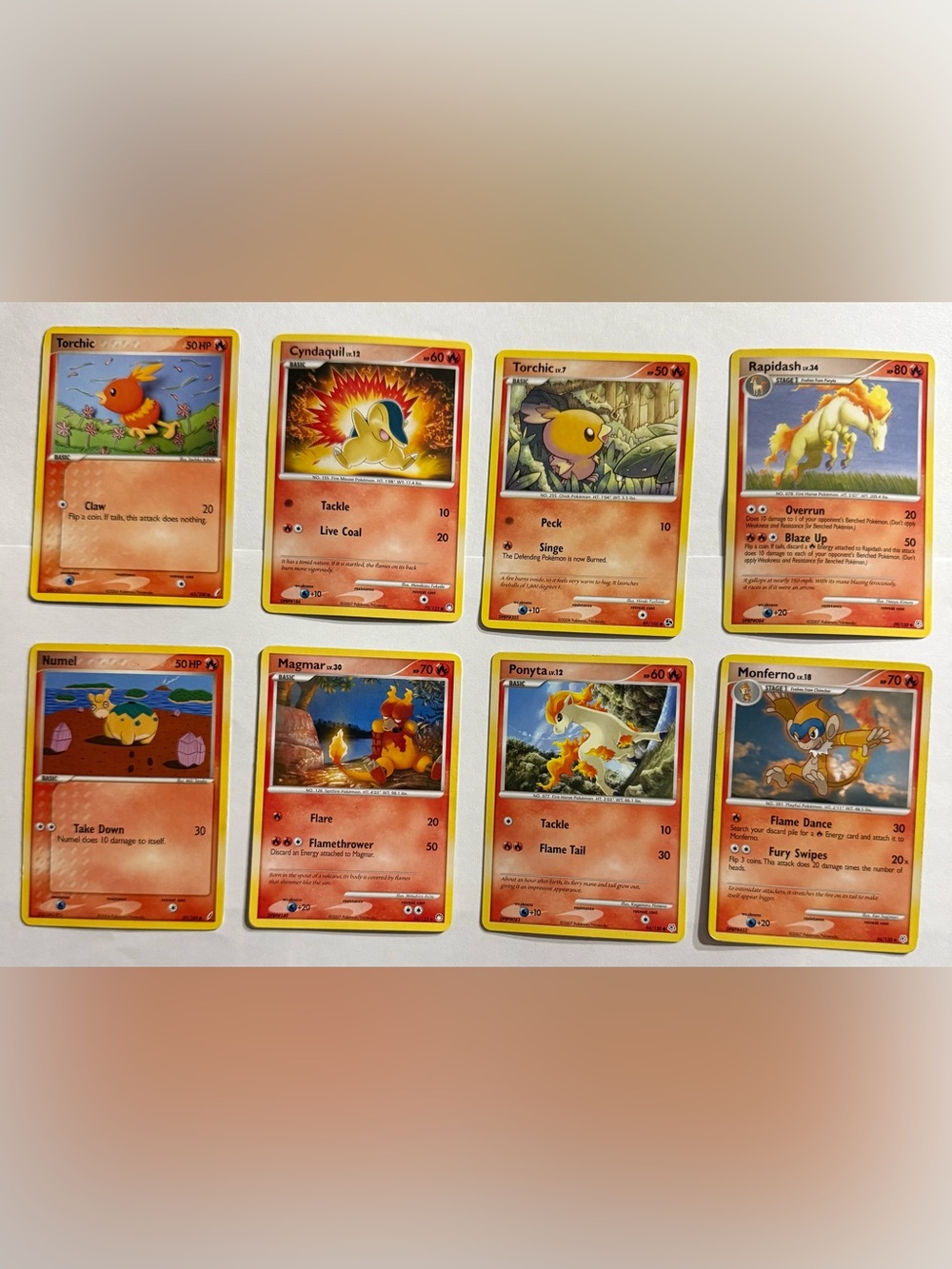 Pokemon 8 Card Lot Cyndaquil Torchic Monferno Rapidash Magmar Secret Wonders